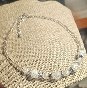 Handmade Silver Tone Beaded Necklace 16" w/ 3" Ext
